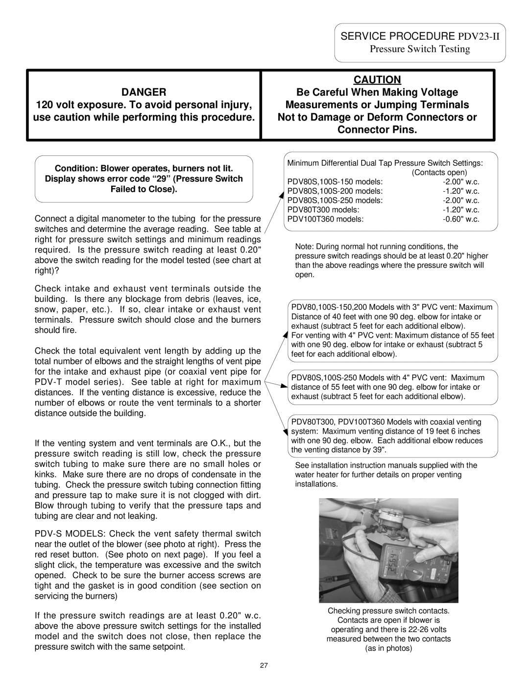 Bradford-White Corp PDV802200, D80T725, D65T625, PDV100S150, PDV100S250, PDV100T360, PDV80S250 Service Procedure PDV23-II 