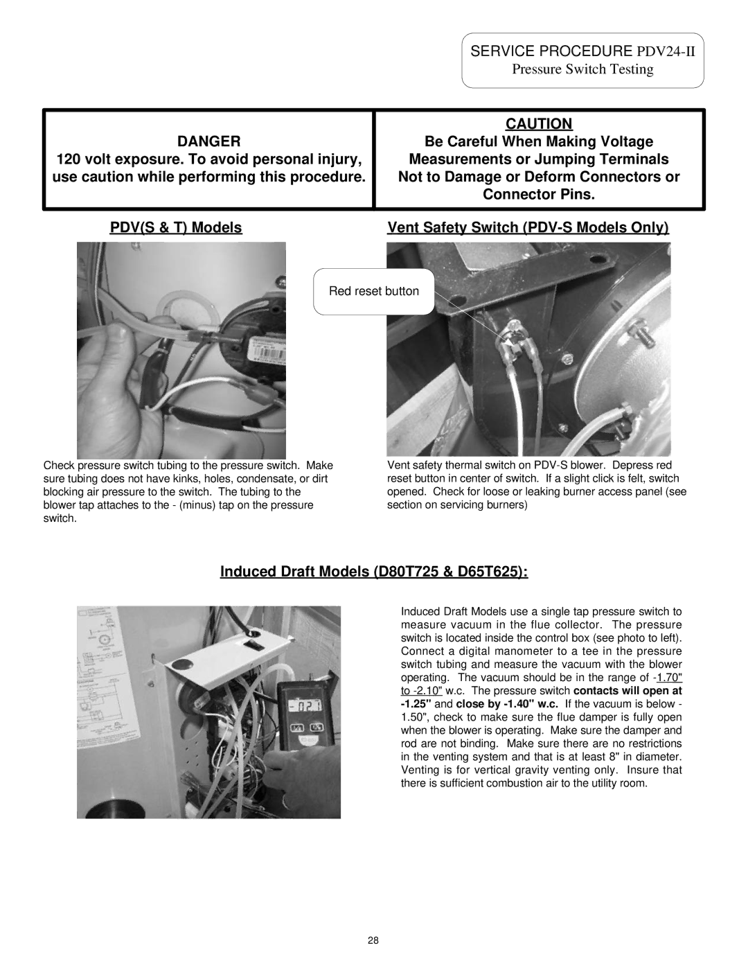 Bradford-White Corp PDV80S150, D80T725, D65T625, PDV100S150, PDV100S250, PDV100T360, PDV80S250 Service Procedure PDV24-II 