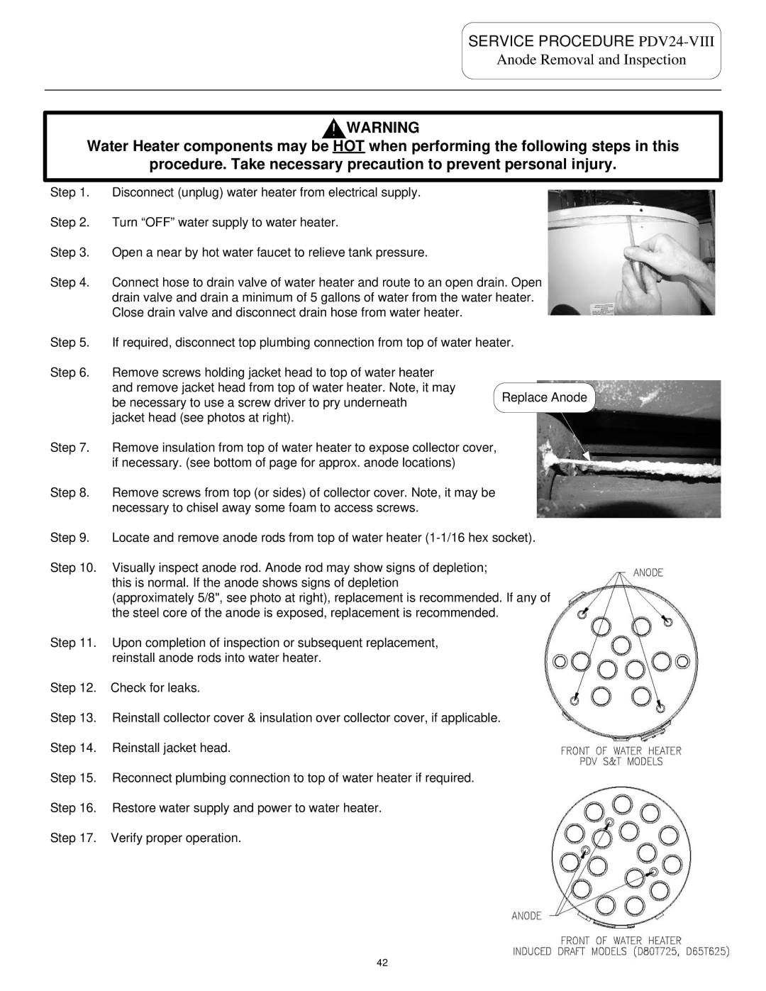 Bradford-White Corp PDV100S150, D80T725, D65T625, PDV100S250, PDV100T360, PDV80S250, PDV80T300 Service Procedure PDV24-VIII 