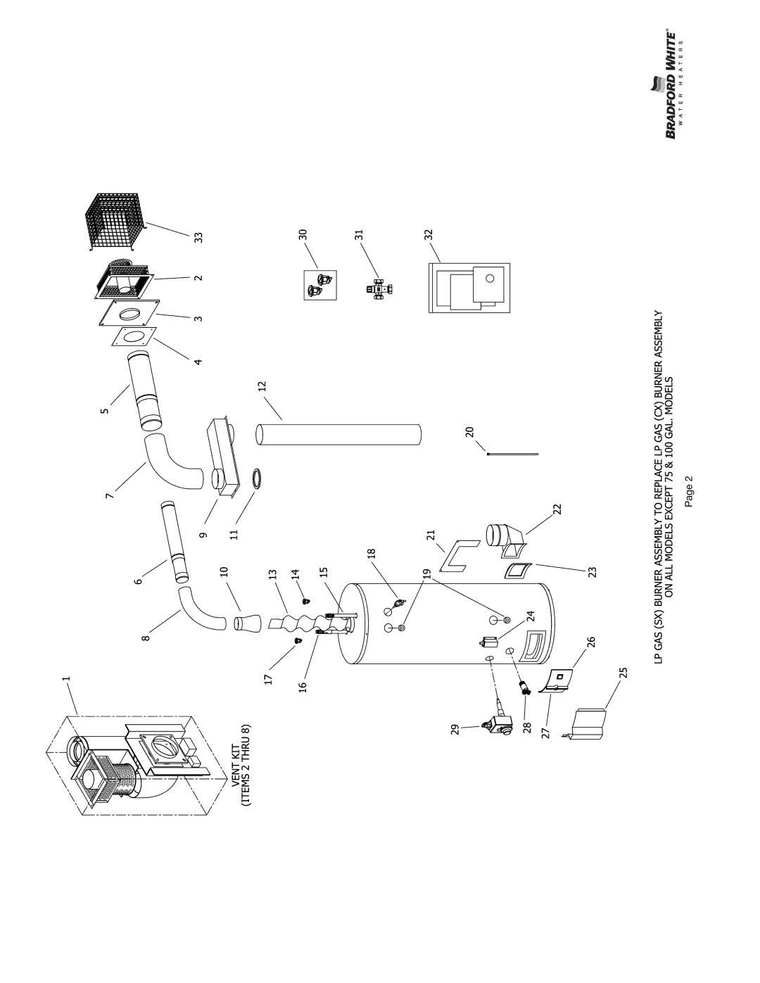 Bradford-White Corp DH50T50, DH1504T*, DH175S*, DH165T*, DH75T60, DH65T55 dimensions 