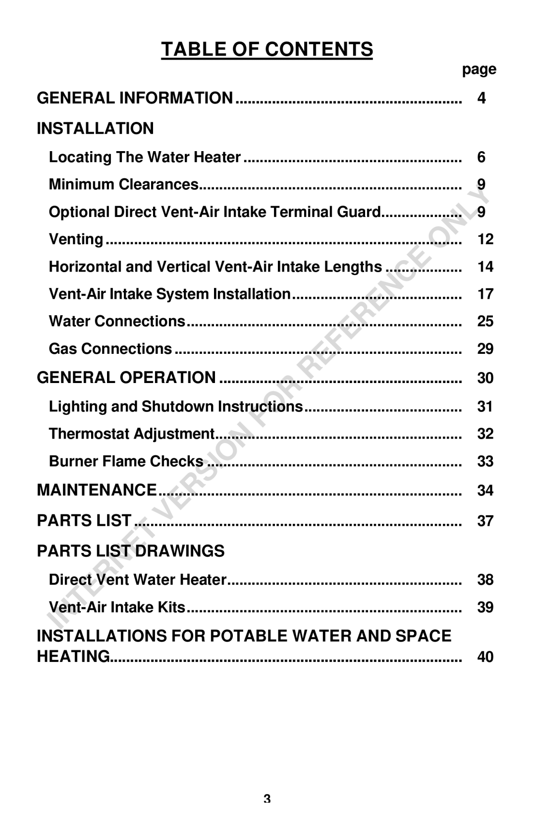 Bradford-White Corp DS150S, DS140S instruction manual Table of Contents 