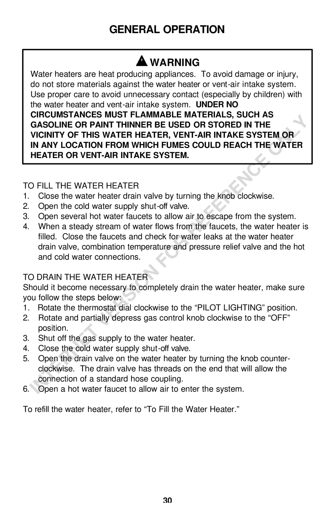 Bradford-White Corp DS140S, DS150S instruction manual General Operation, To Fill the Water Heater 