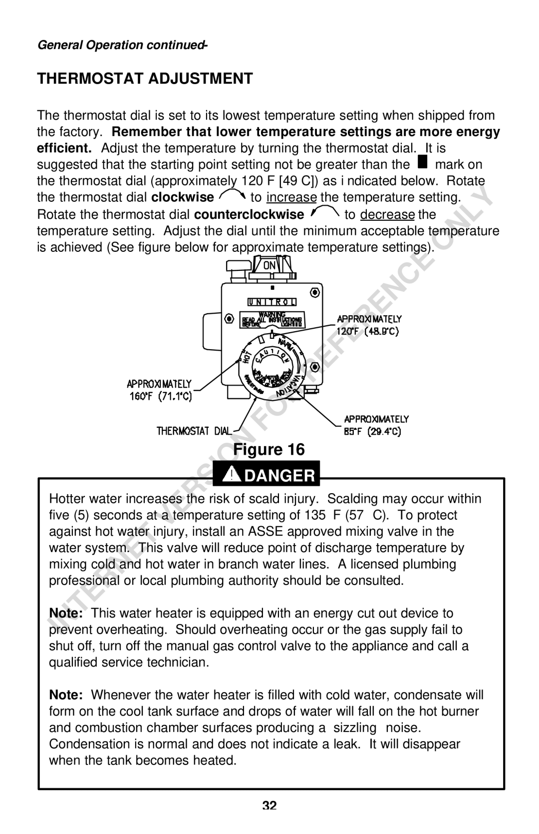 Bradford-White Corp DS140S, DS150S instruction manual Thermostat Adjustment 