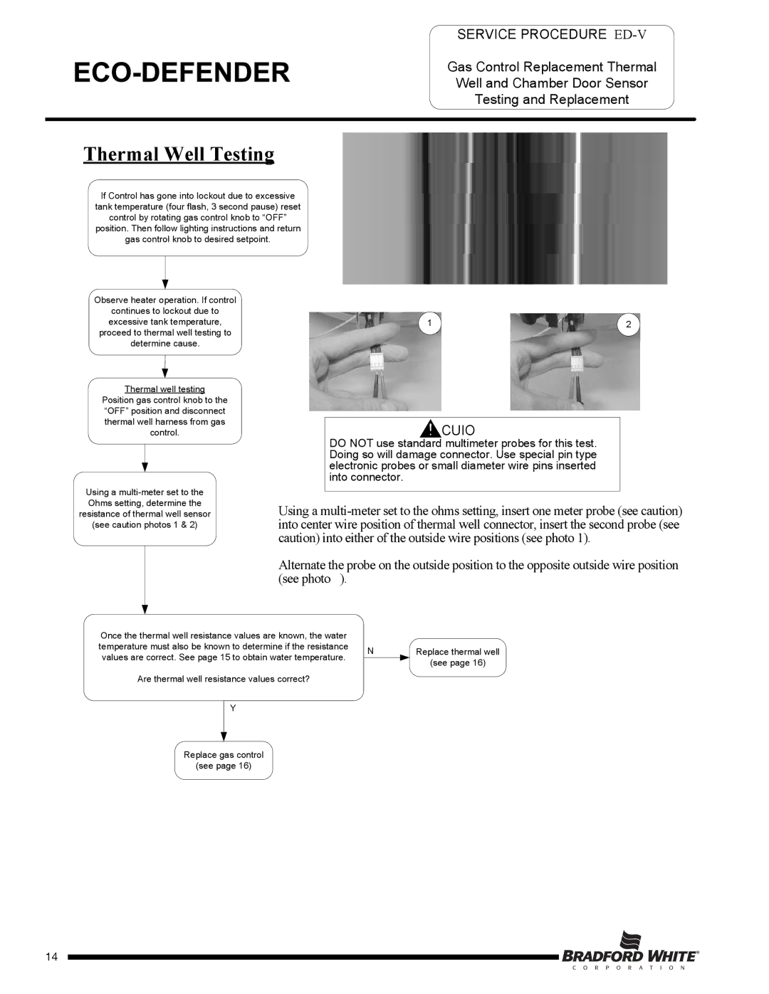 Bradford-White Corp Eco Defender, U130T*FRN warranty Thermal Well Testing 