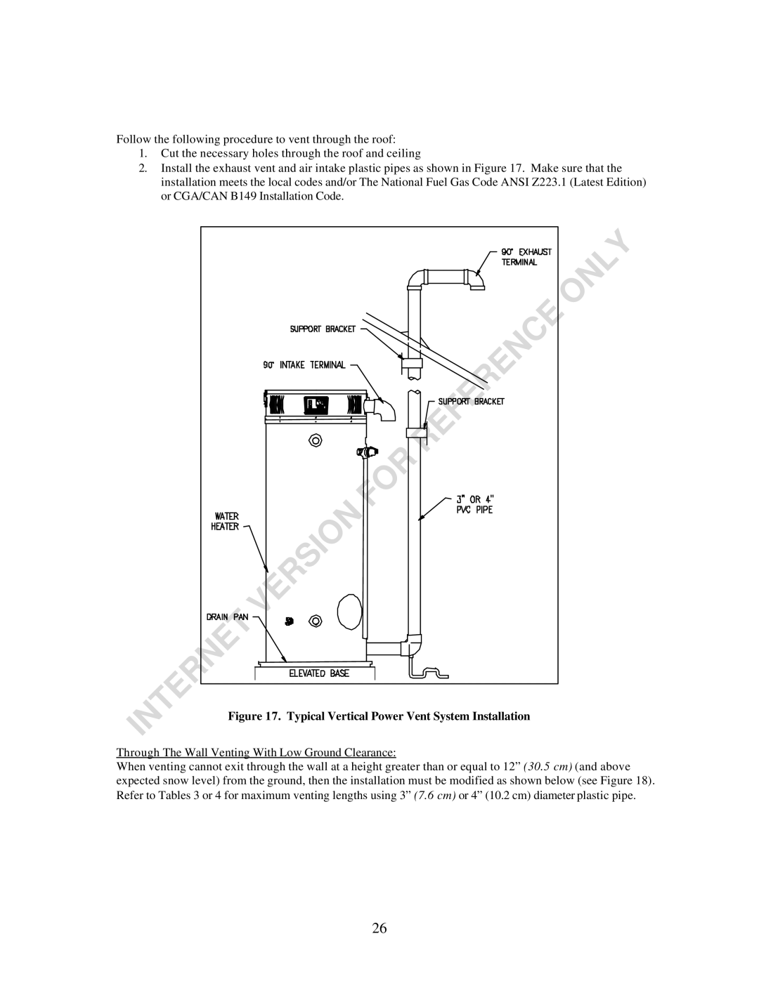 Bradford-White Corp EF Series warranty Typical Vertical Power Vent System Installation 