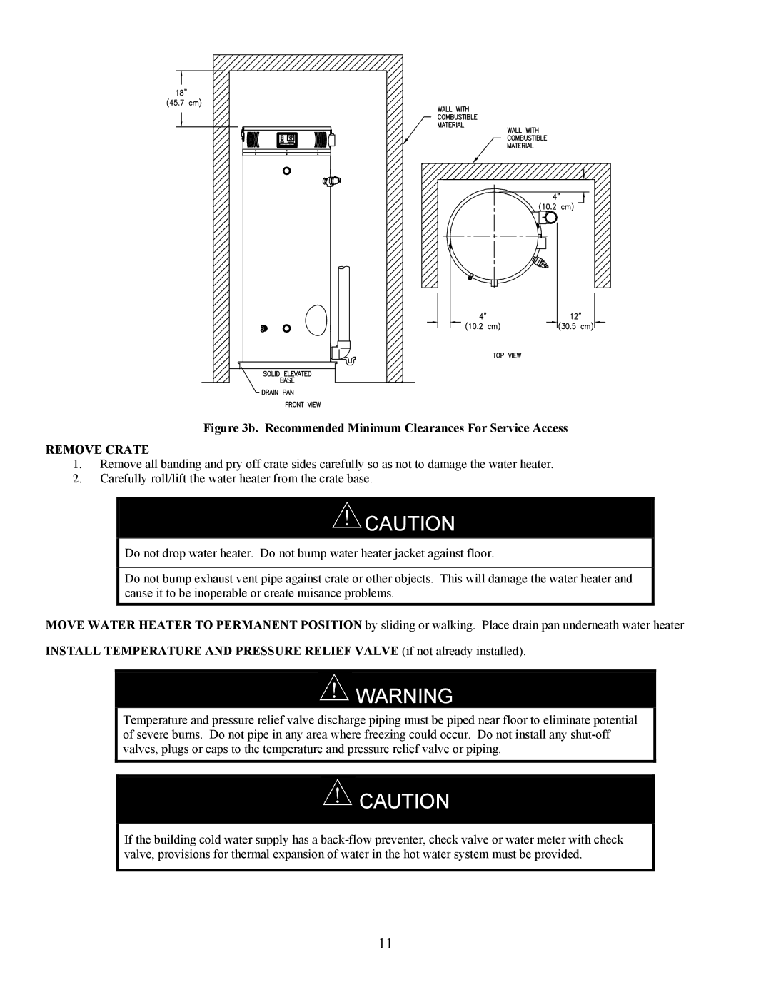 Bradford-White Corp EF operation manual Recommended Minimum Clearances For Service Access, Remove Crate 