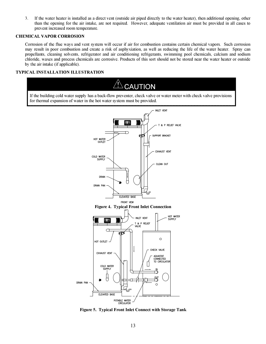 Bradford-White Corp EF operation manual Chemical Vapor Corrosion, Typical Installation Illustration 