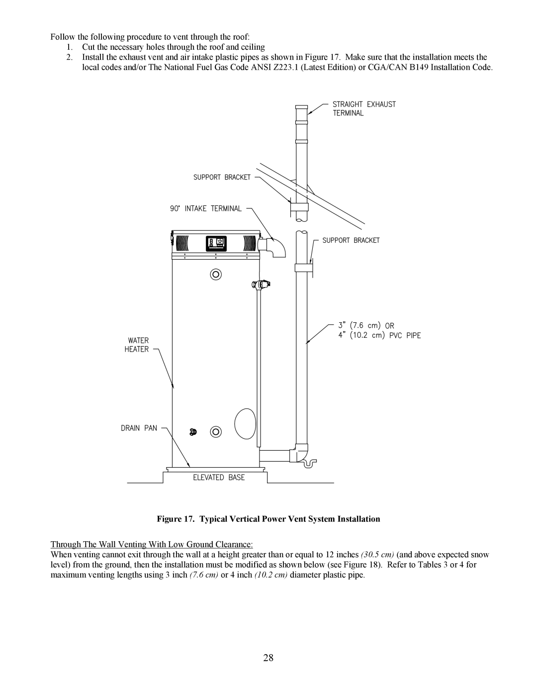 Bradford-White Corp EF operation manual Typical Vertical Power Vent System Installation 