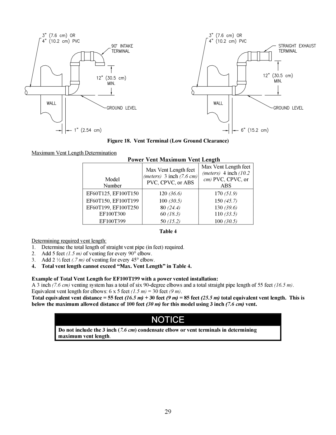 Bradford-White Corp EF operation manual Power Vent Maximum Vent Length 