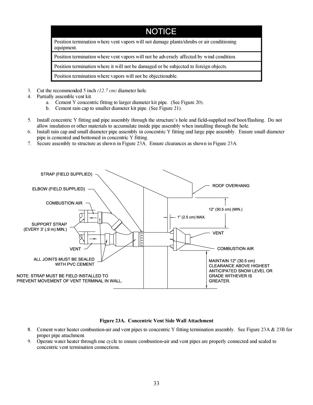 Bradford-White Corp EF operation manual Concentric Vent Side Wall Attachment 