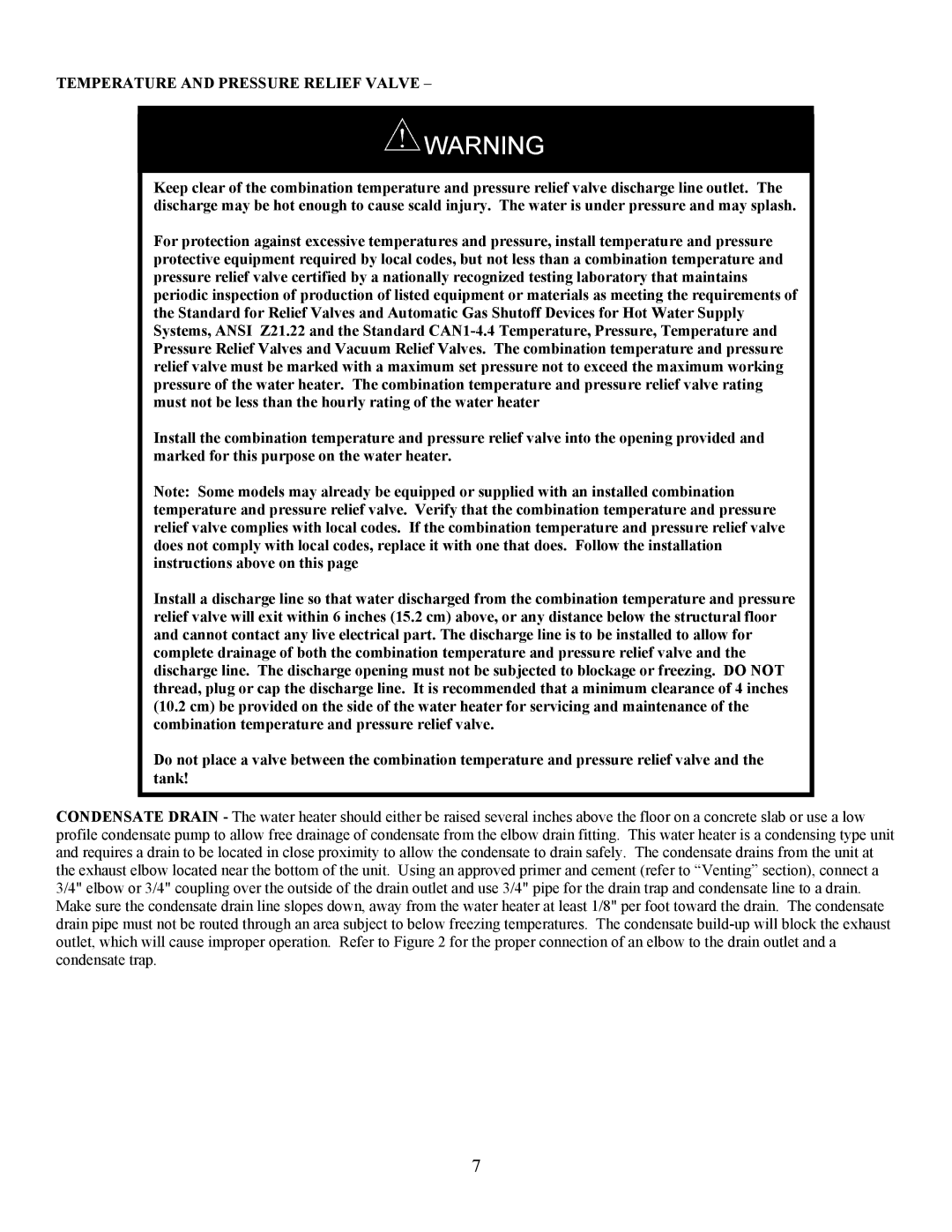 Bradford-White Corp EF operation manual Temperature and Pressure Relief Valve 