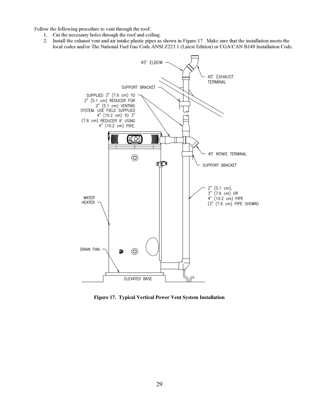 Bradford-White Corp EFR-1-60T1206EN, EFR160T120 warranty Typical Vertical Power Vent System Installation 