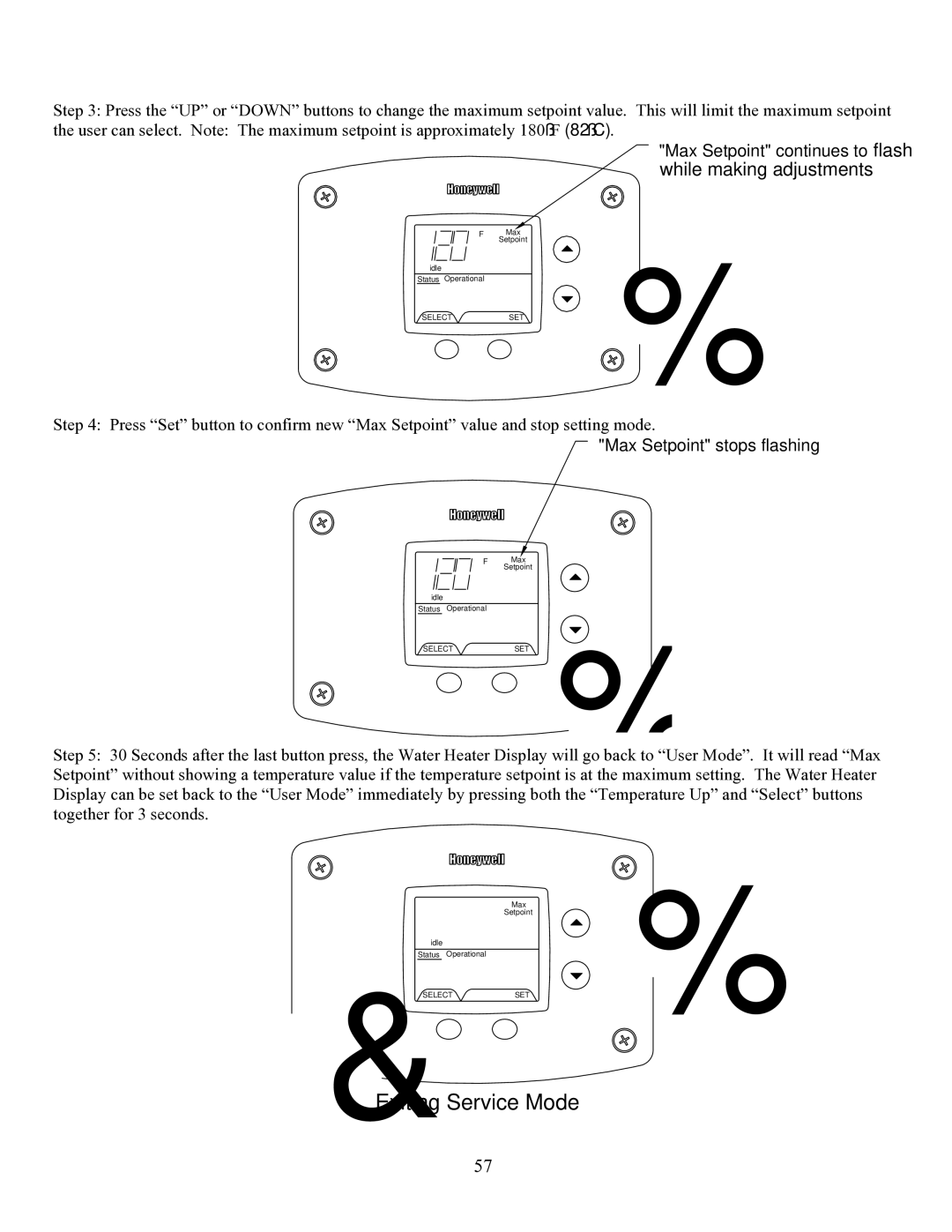 Bradford-White Corp EFR-1-60T1206EN, EFR160T120 warranty Max Setpoint continues to flash, Max Setpoint stops flashing 