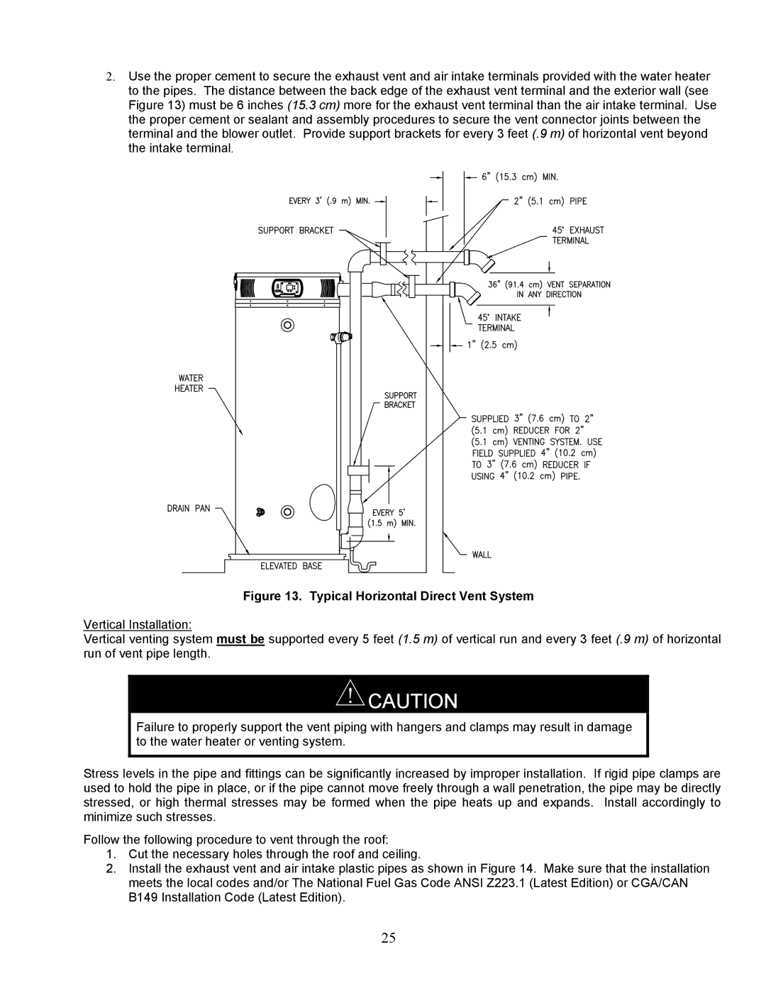 Bradford-White Corp ULTRA HIGH EFFICIENCY GAS WATER HEATER, EFR160T120 warranty Typical Horizontal Direct Vent System 