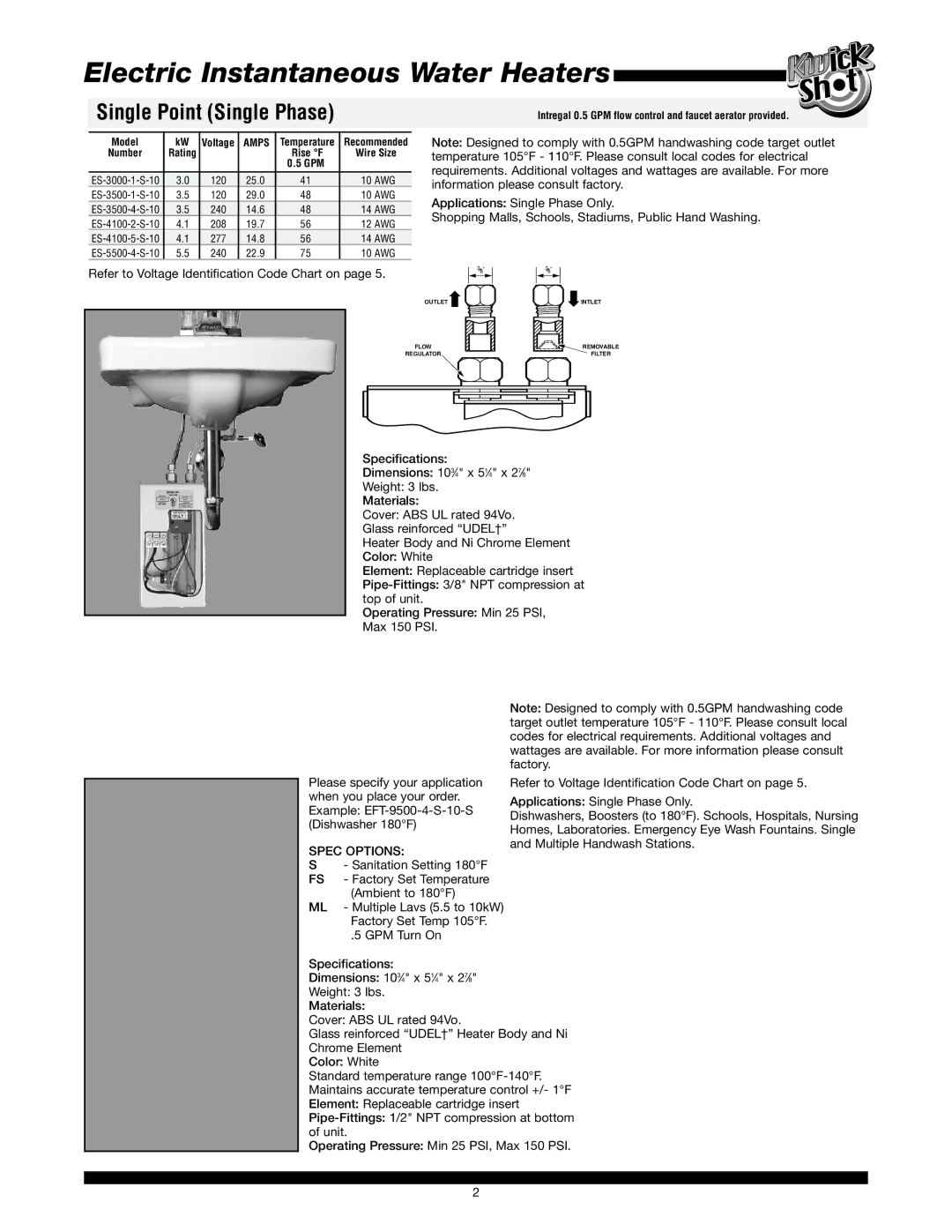 Bradford-White Corp Electric Instantaneous Water Heaters warranty Single Point Single Phase 