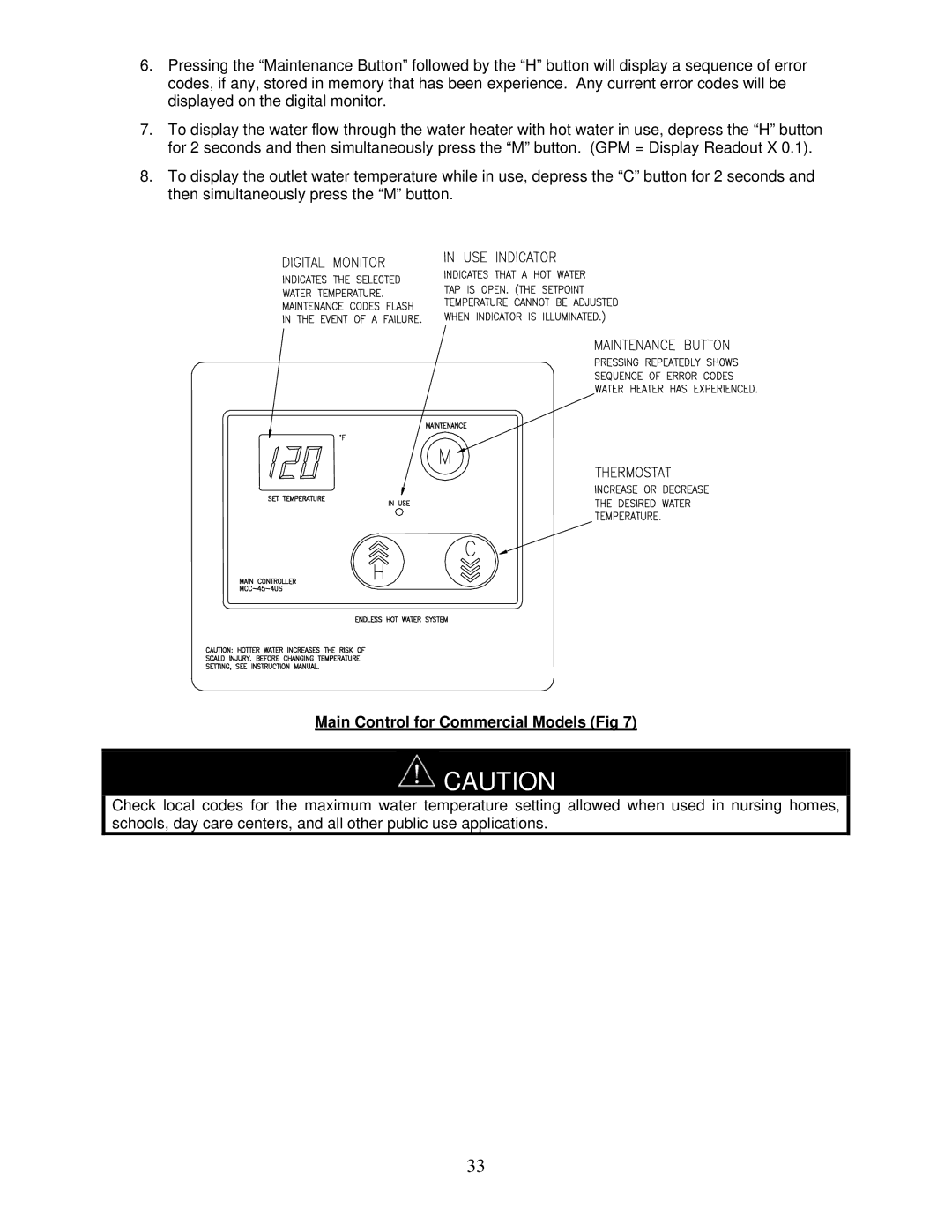 Bradford-White Corp IGE-199C, IGE-199R instruction manual Main Control for Commercial Models Fig 