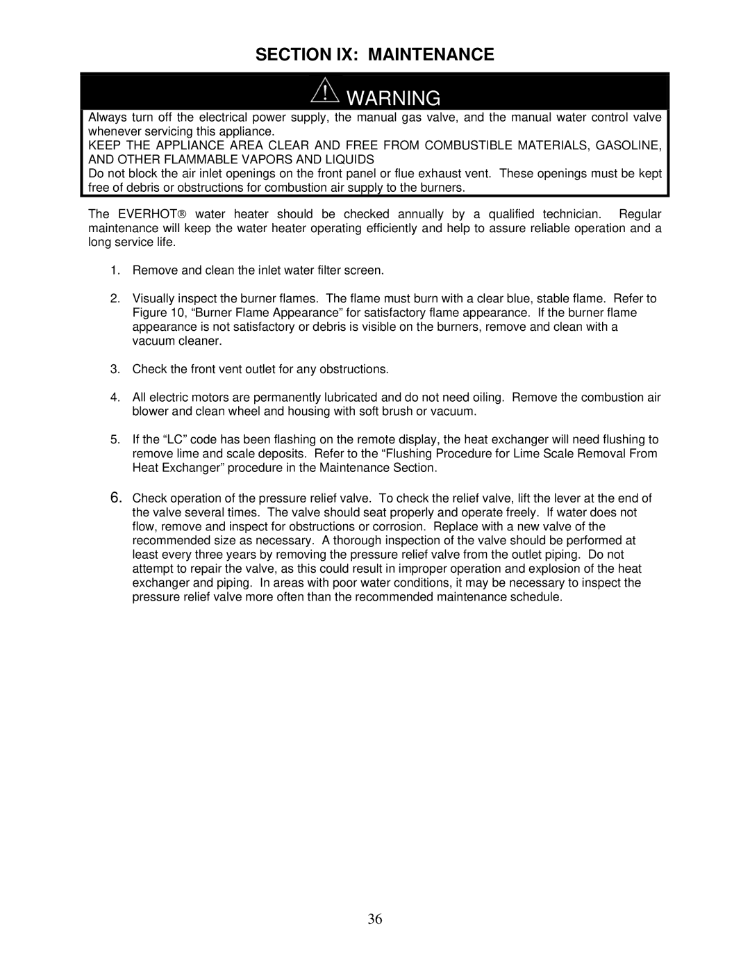 Bradford-White Corp IGE-199R, IGE-199C instruction manual Section IX Maintenance 