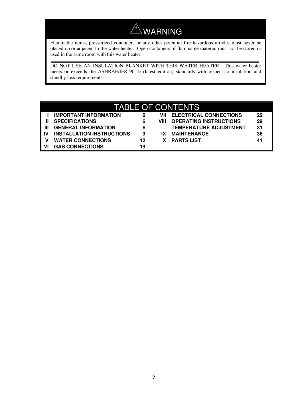 Bradford-White Corp IGE-199C, IGE-199R instruction manual Table of Contents 