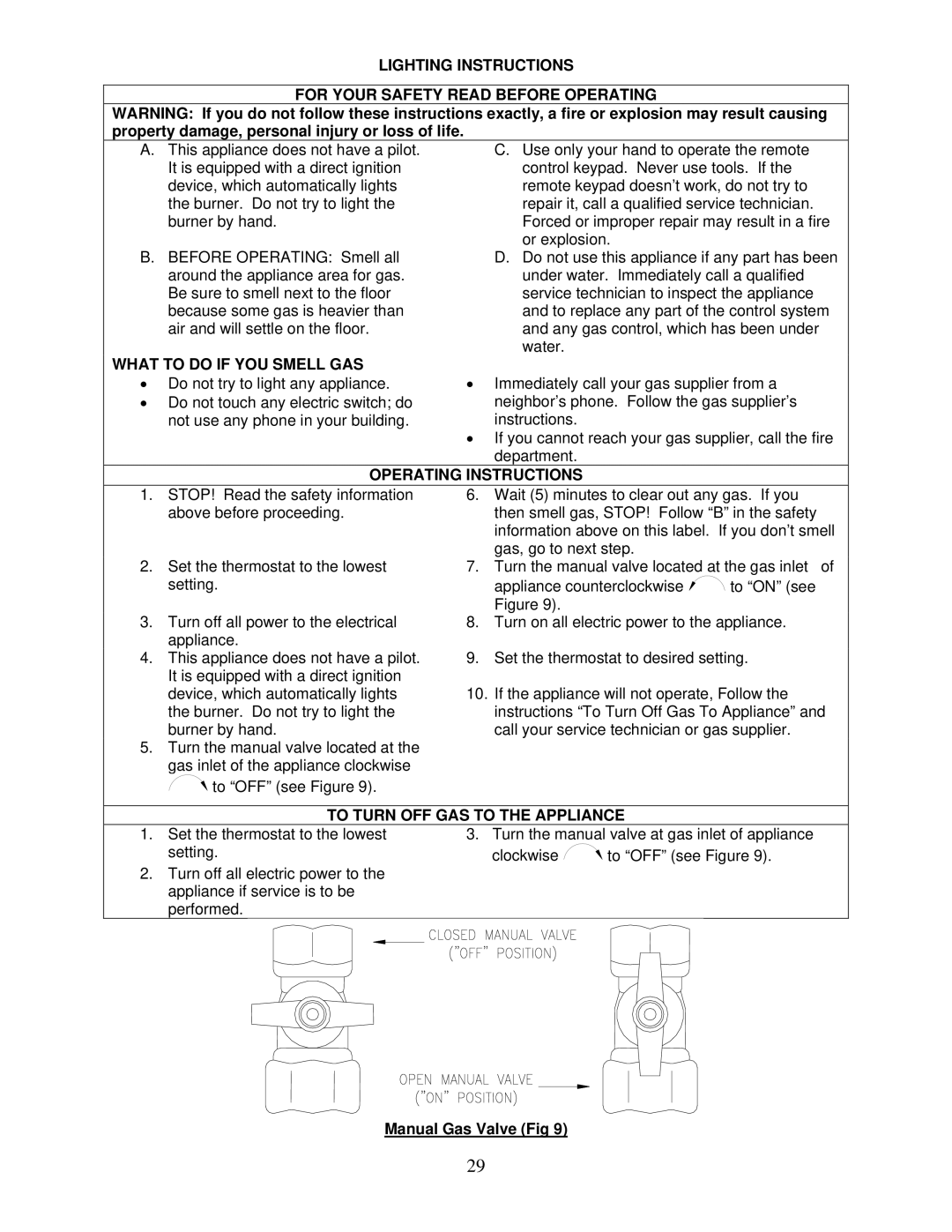 Bradford-White Corp IGE-199C Series, IGE-199R Series To Turn OFF GAS to the Appliance, Manual Gas Valve Fig 