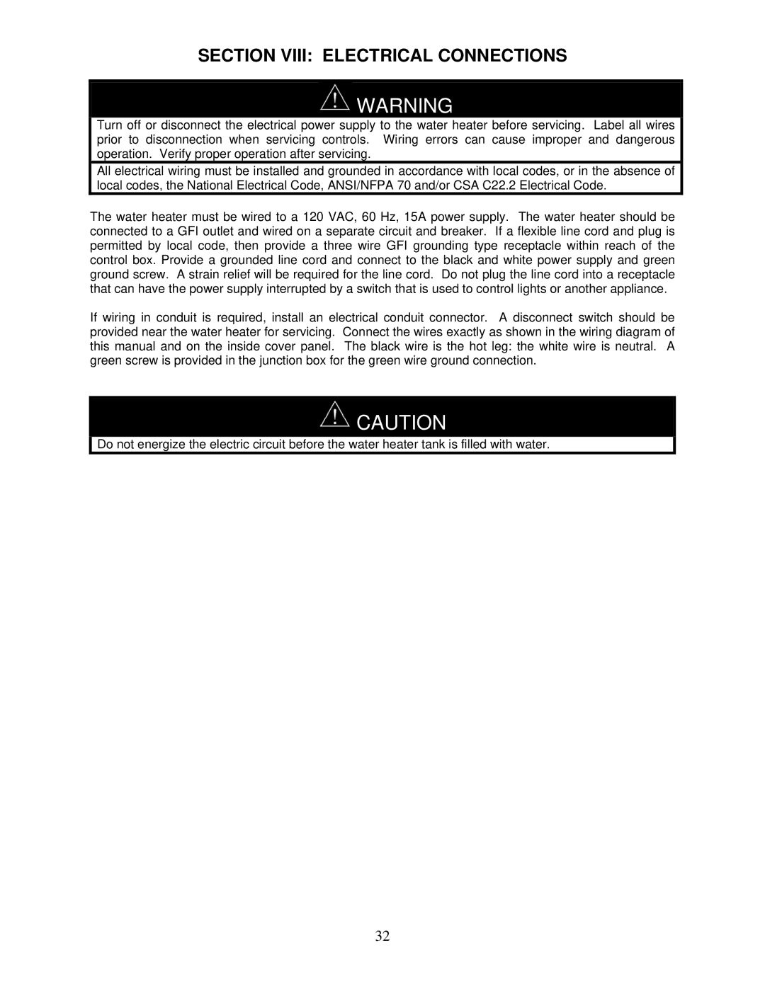 Bradford-White Corp IGI-180R, IGI-180C instruction manual Section Viii Electrical Connections 