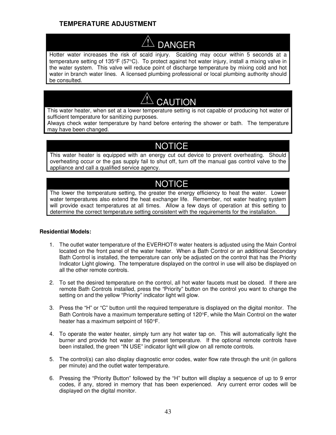 Bradford-White Corp IGI-180C, IGI-180R instruction manual Temperature Adjustment 