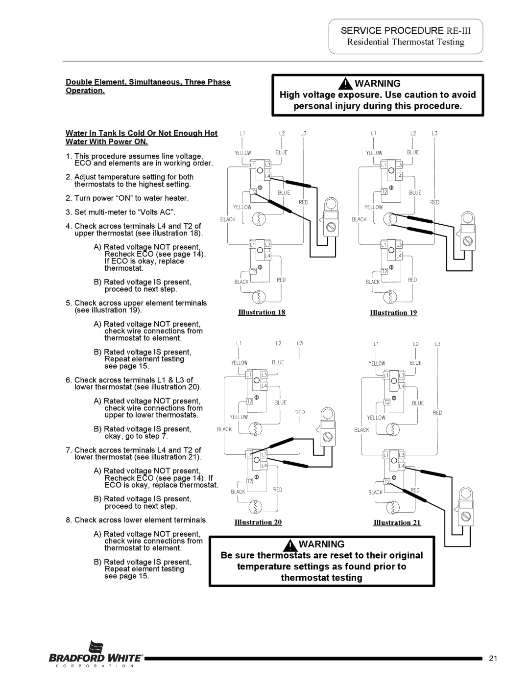 Bradford-White Corp M-2-50T6DS service manual Double Element, Simultaneous, Three Phase Operation 