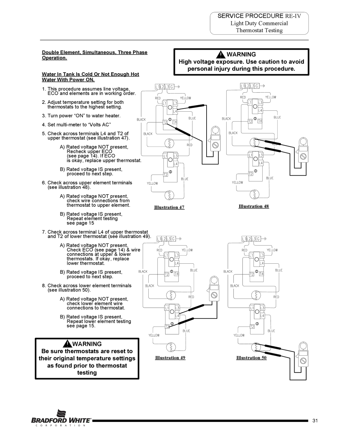 Bradford-White Corp M-2-50T6DS service manual Service Procedure RE-IV 