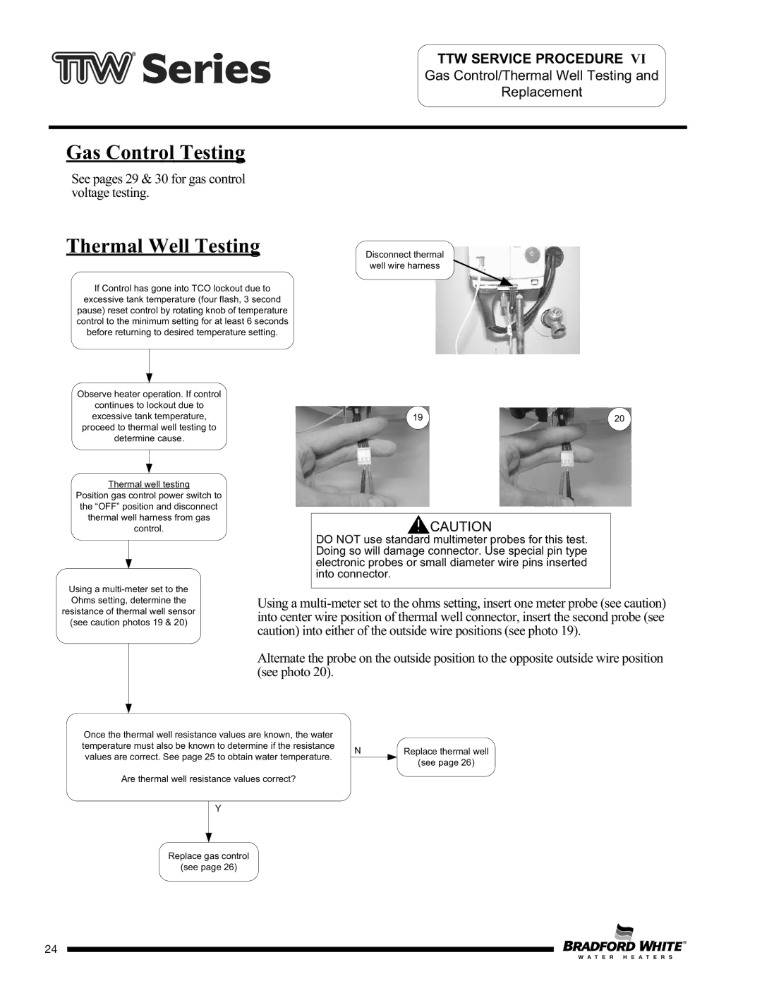 Bradford-White Corp M1TW40S*F, M4TW60T*F, M2TW50T*F, M4TW50T*F, M2TW65T*F, M1TW50S*F Gas Control Testing, Thermal Well Testing 