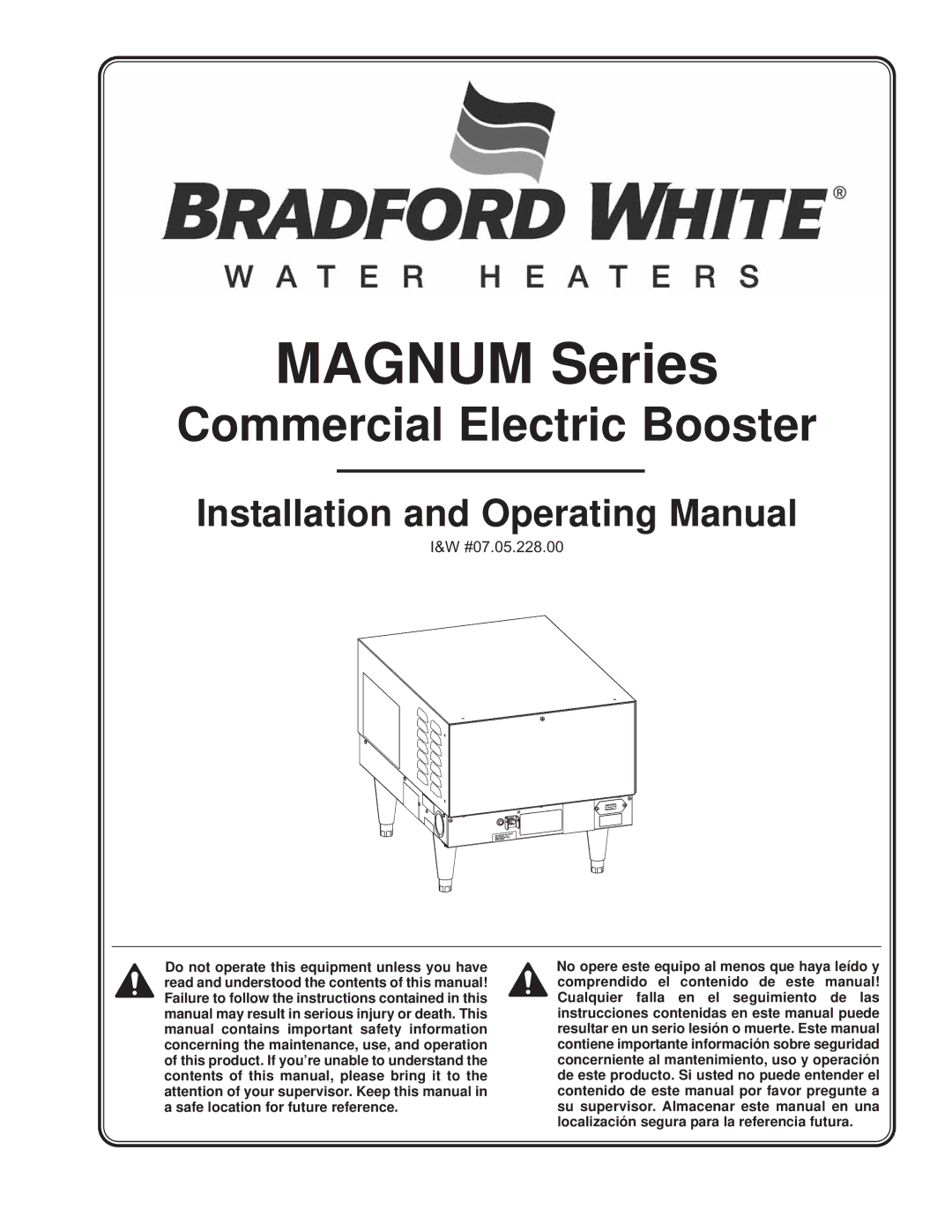 Bradford-White Corp MAGNUM Series Commercial Electric Booster, 07.05.228.00 manual Magnum Series 