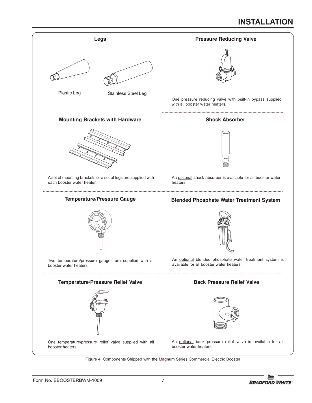 Bradford-White Corp MAGNUM Series Commercial Electric Booster Legs Pressure Reducing Valve, Back Pressure Relief Valve 