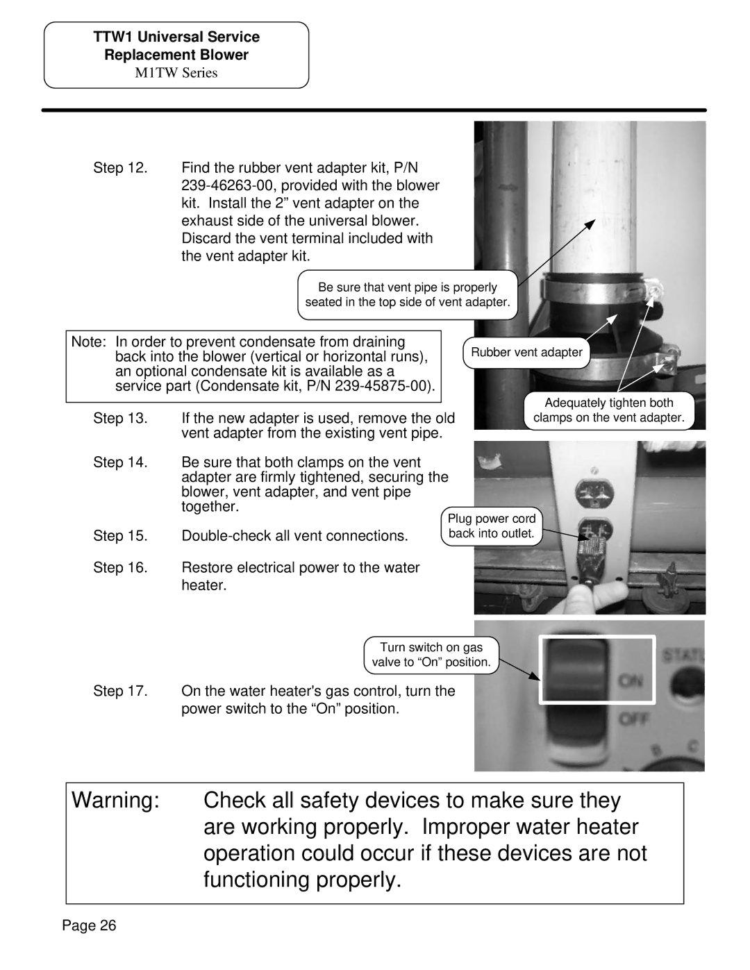 Bradford-White Corp MITW -10, MITW -12 / -15 manual Step If the new adapter is used, remove the old 