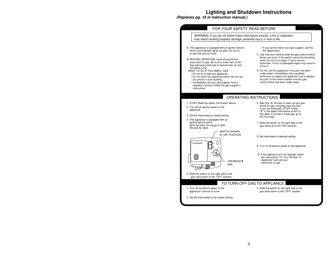 Bradford-White Corp PE-2-XR504T6FBN, PE-4-403S6FBN, 48248A Lighting and Shutdown Instructions, For Your Safety Read Before 