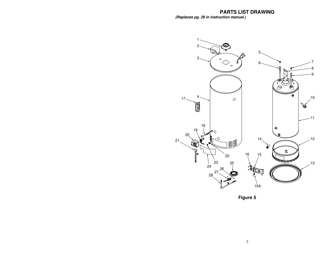 Bradford-White Corp PE-4-5036FBN, PE-4-403S6FBN, PE-4-40T6FBN, PE-2-XR504T6FBN, 238-48248-00, 48248A Parts List Drawing 