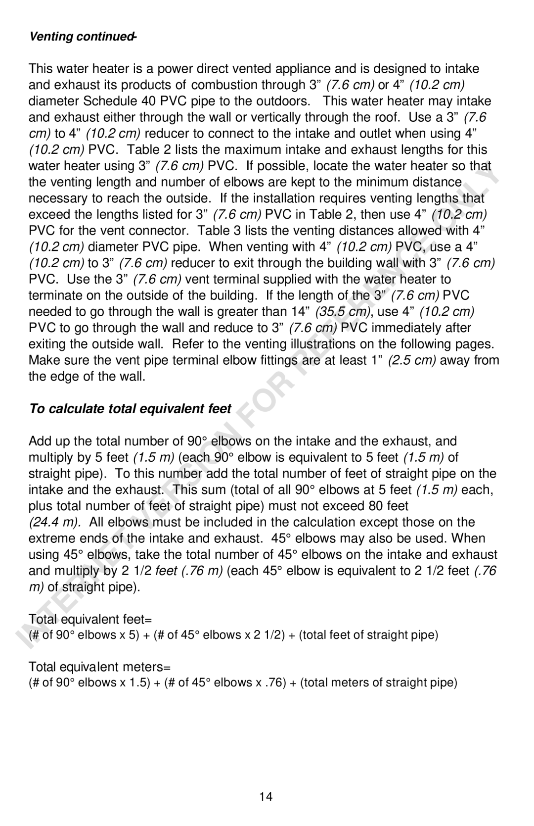 Bradford-White Corp Powered Direct Vent Series instruction manual To calculate total equivalent feet 