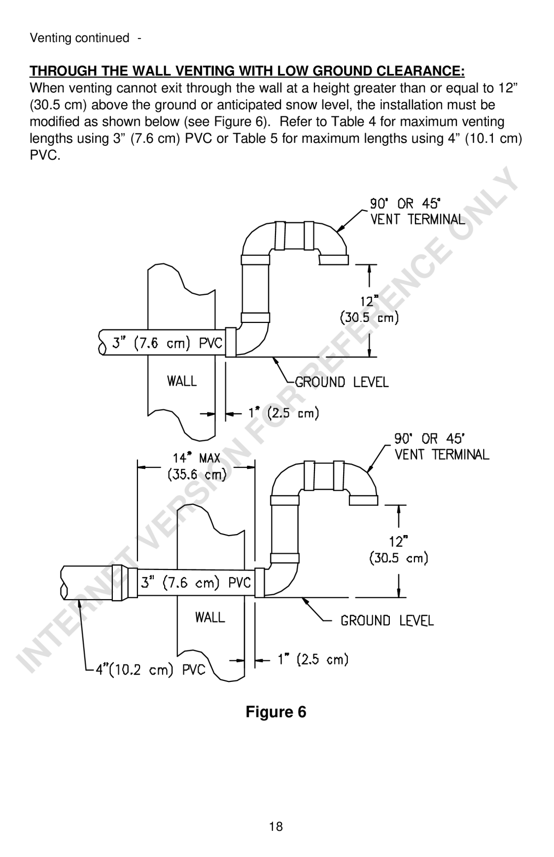 Bradford-White Corp Powered Direct Vent Series instruction manual Through the Wall Venting with LOW Ground Clearance 