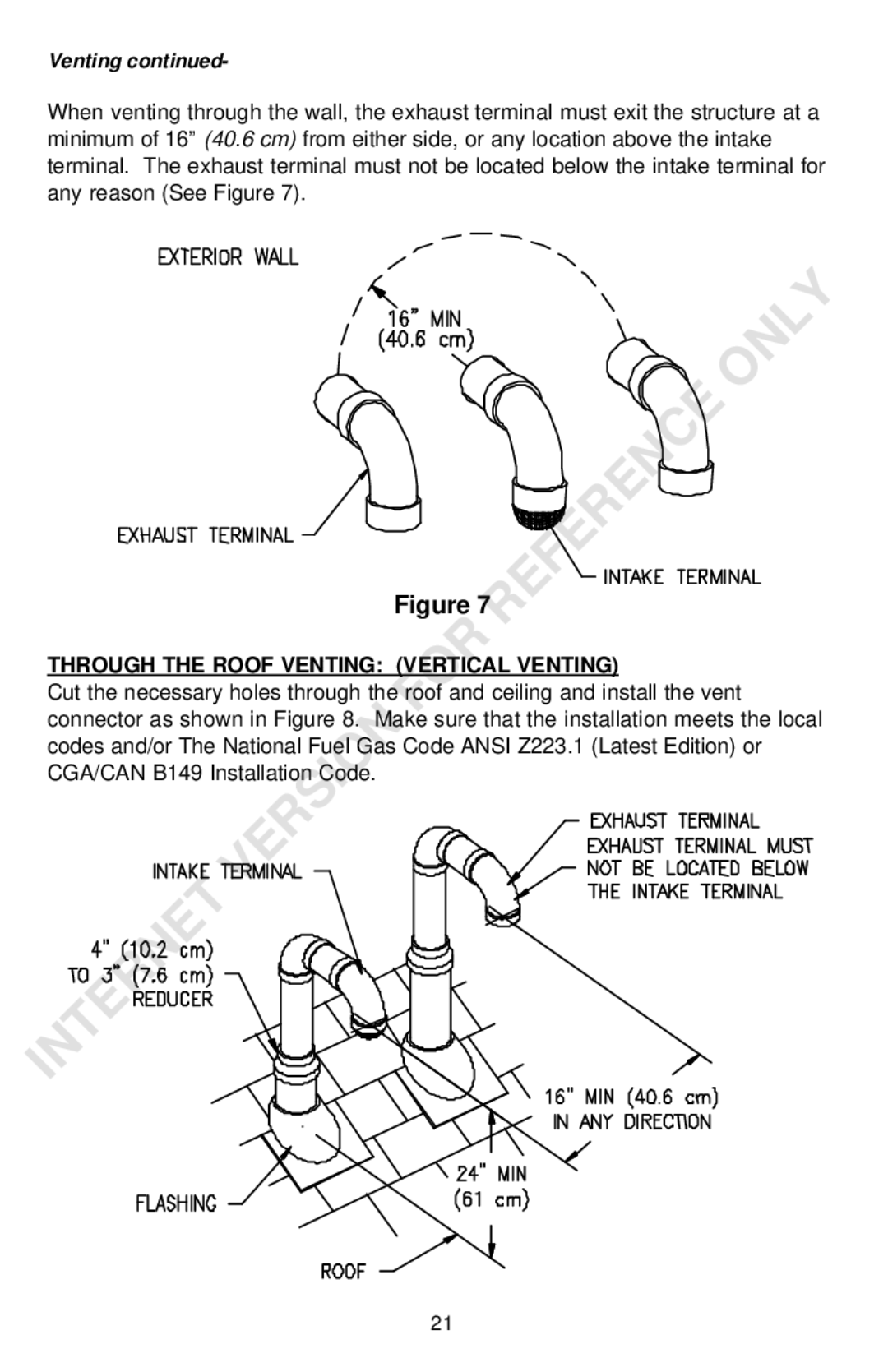 Bradford-White Corp Powered Direct Vent Series instruction manual Through the Roof Venting Vertical Venting 