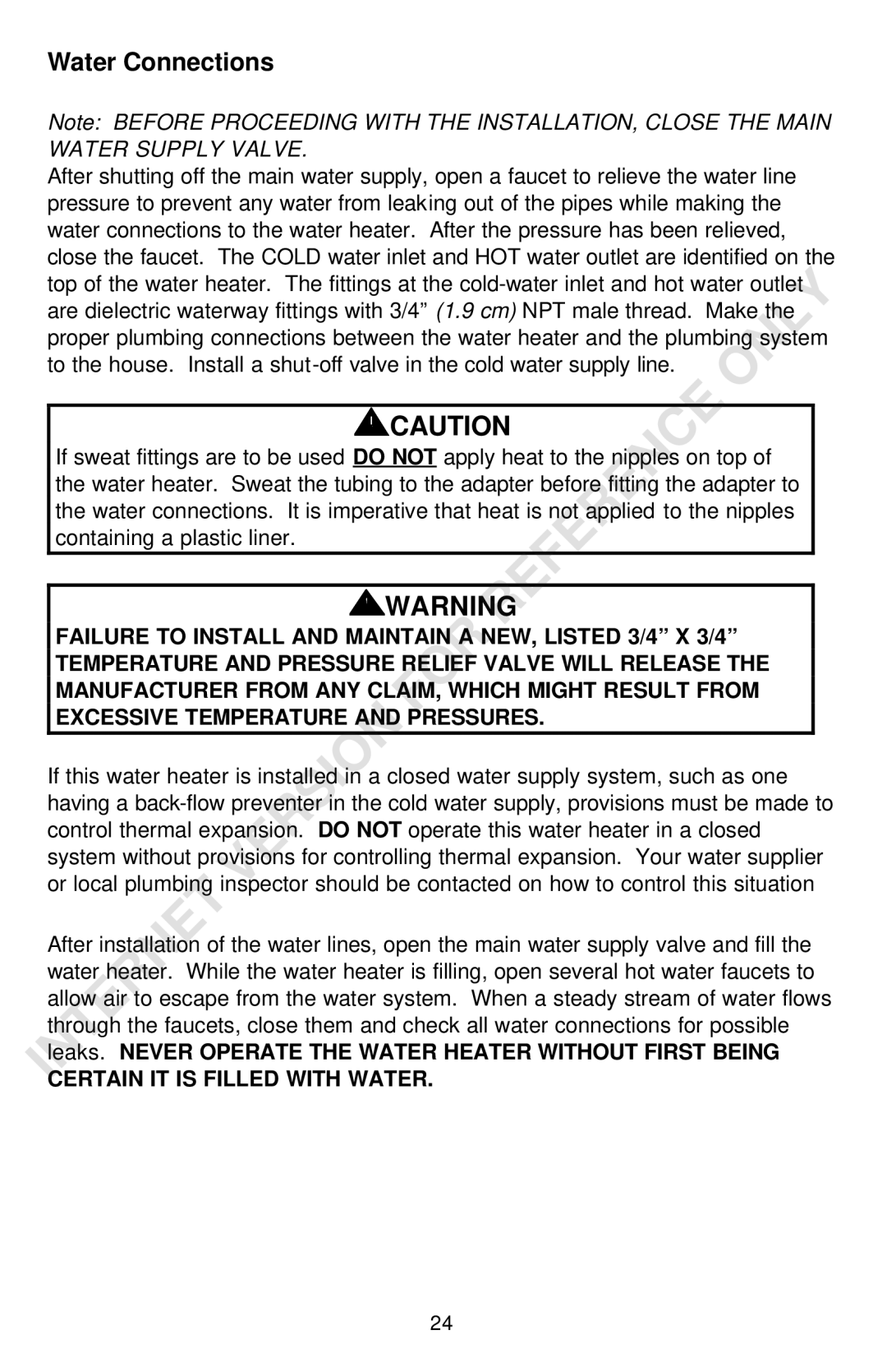 Bradford-White Corp Powered Direct Vent Series instruction manual Certain IT is Filled with Water 