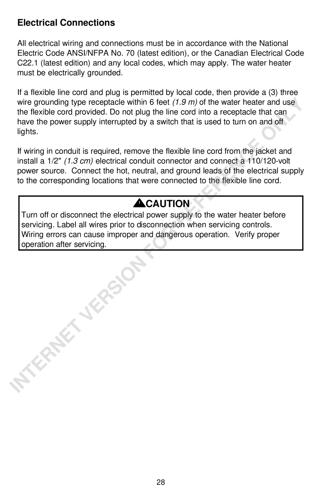 Bradford-White Corp Powered Direct Vent Series instruction manual Electrical Connections 