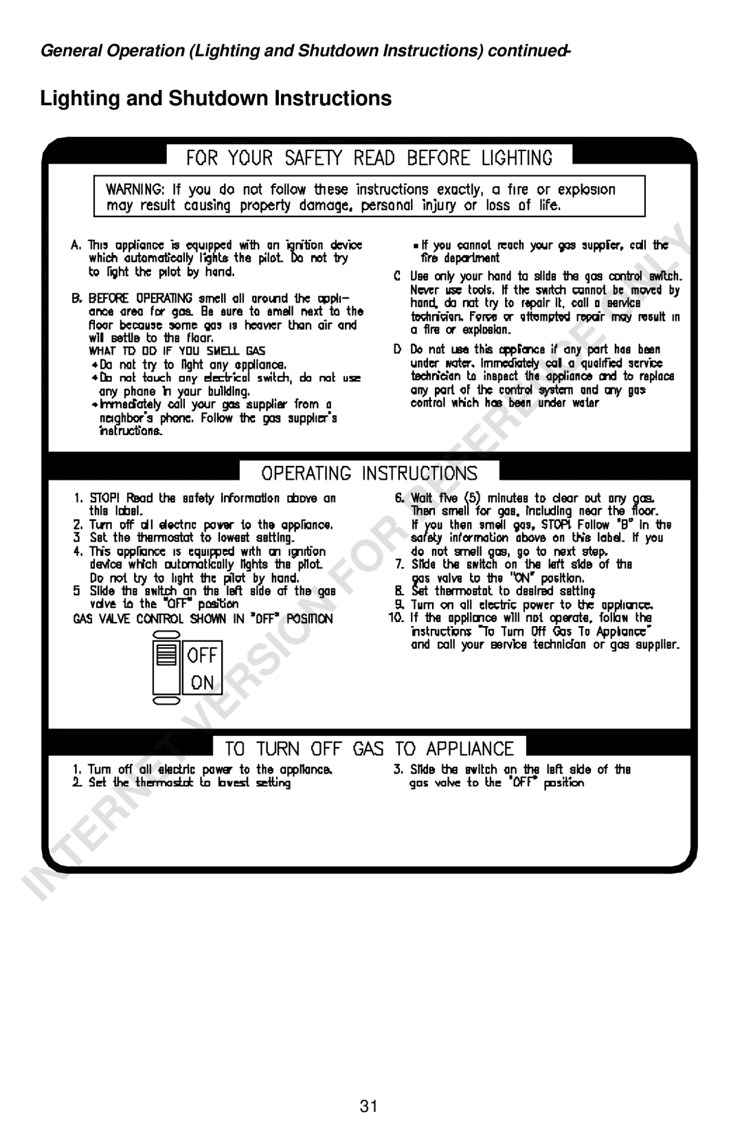 Bradford-White Corp Powered Direct Vent Series instruction manual Lighting and Shutdown Instructions 