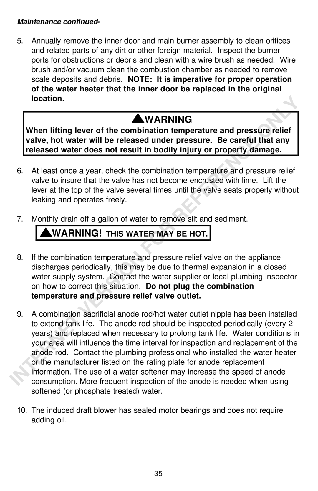 Bradford-White Corp Powered Direct Vent Series instruction manual Maintenance 