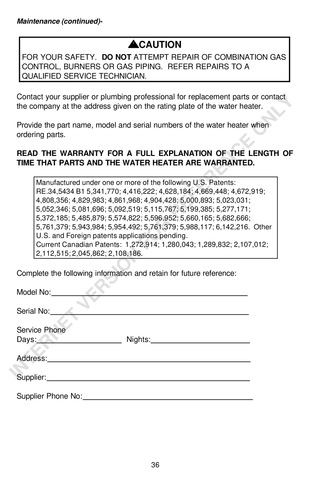 Bradford-White Corp Powered Direct Vent Series instruction manual Maintenance 