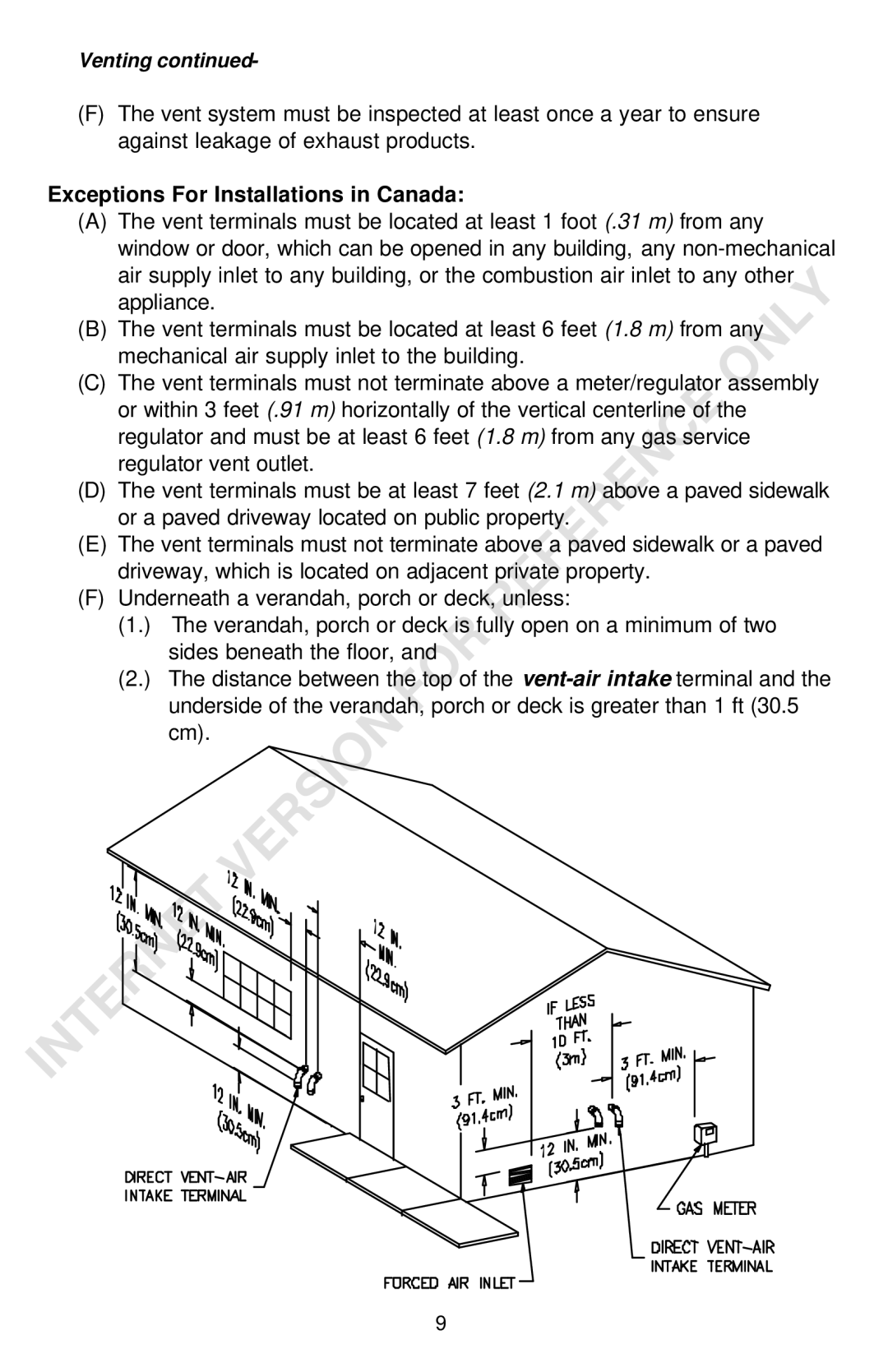 Bradford-White Corp Powered Direct Vent Series instruction manual Exceptions For Installations in Canada 