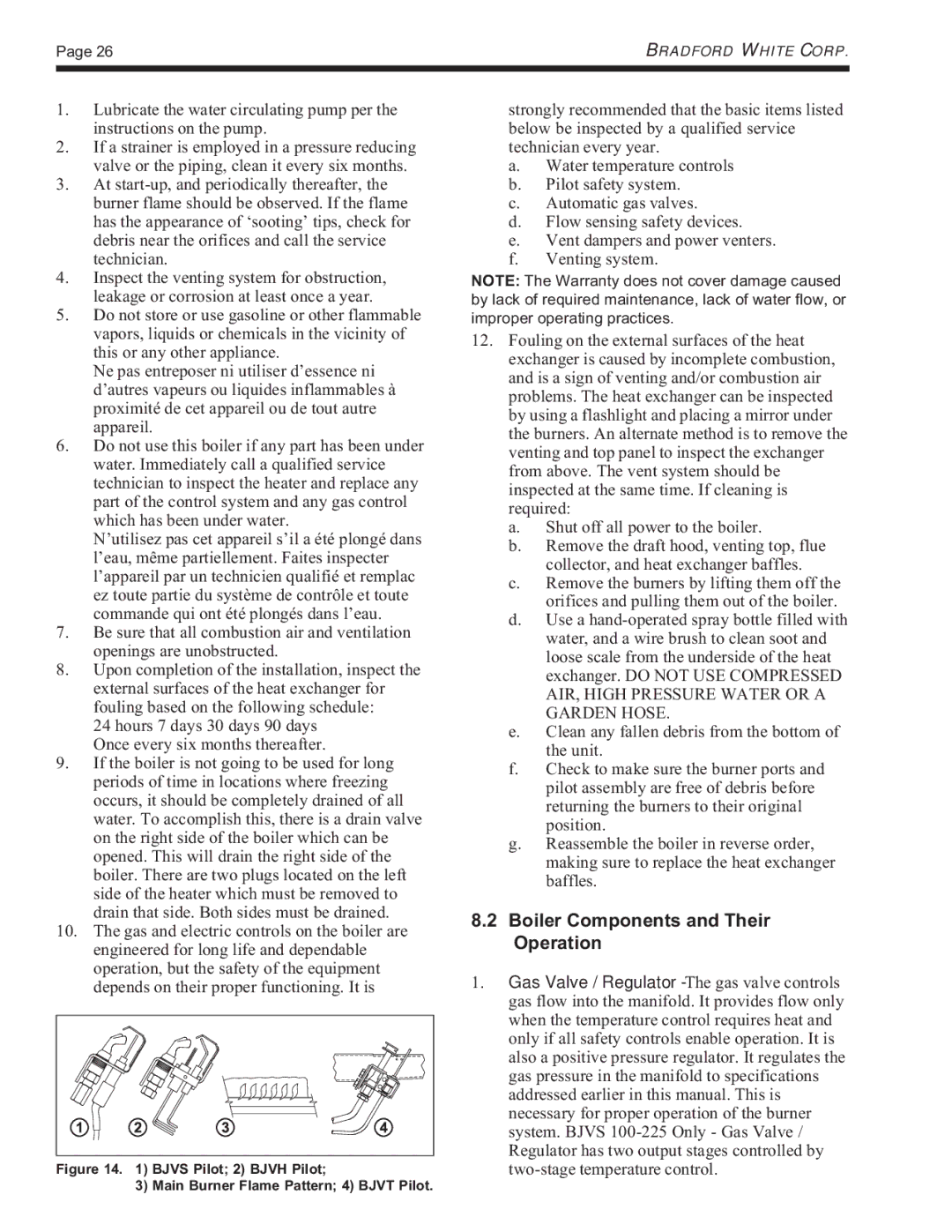 Bradford-White Corp Residential Gas-Fired Hydronic Boilers, BJVS, BJVT warranty Boiler Components and Their Operation 