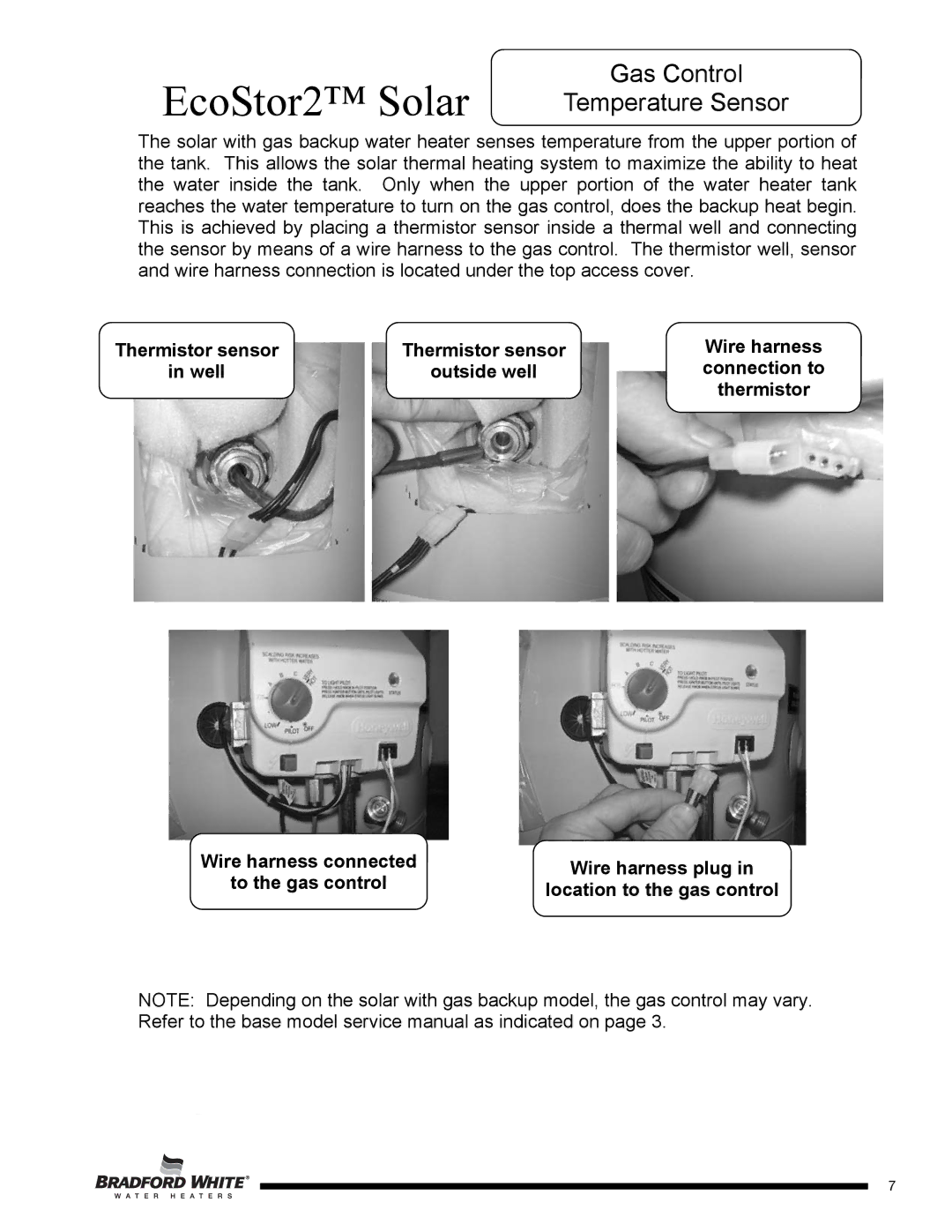 Bradford-White Corp SDW275S, SDW265T, SDW2504T, SDW2TW75T, SDW2TW50T, SDW2TW65T service manual Gas Control Temperature Sensor 