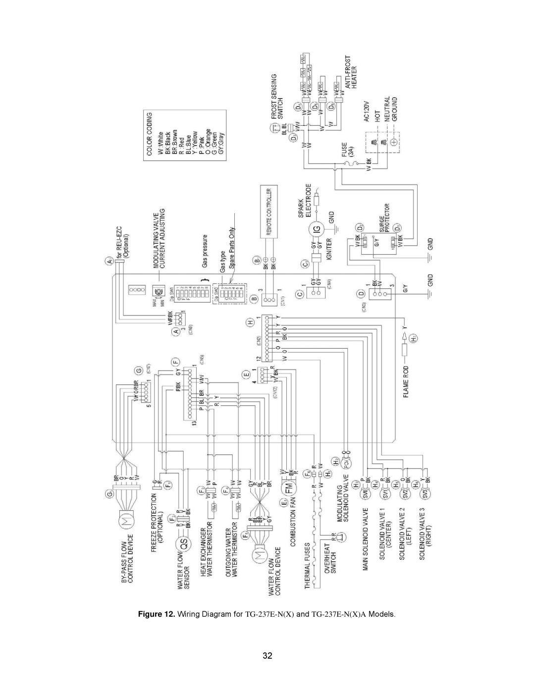 Bradford-White Corp TG237E-N(X), TG-237E-N(X)A, TG-150E-N(X) Wiring Diagram for TG-237E-NXand TG-237E-NXAModels 