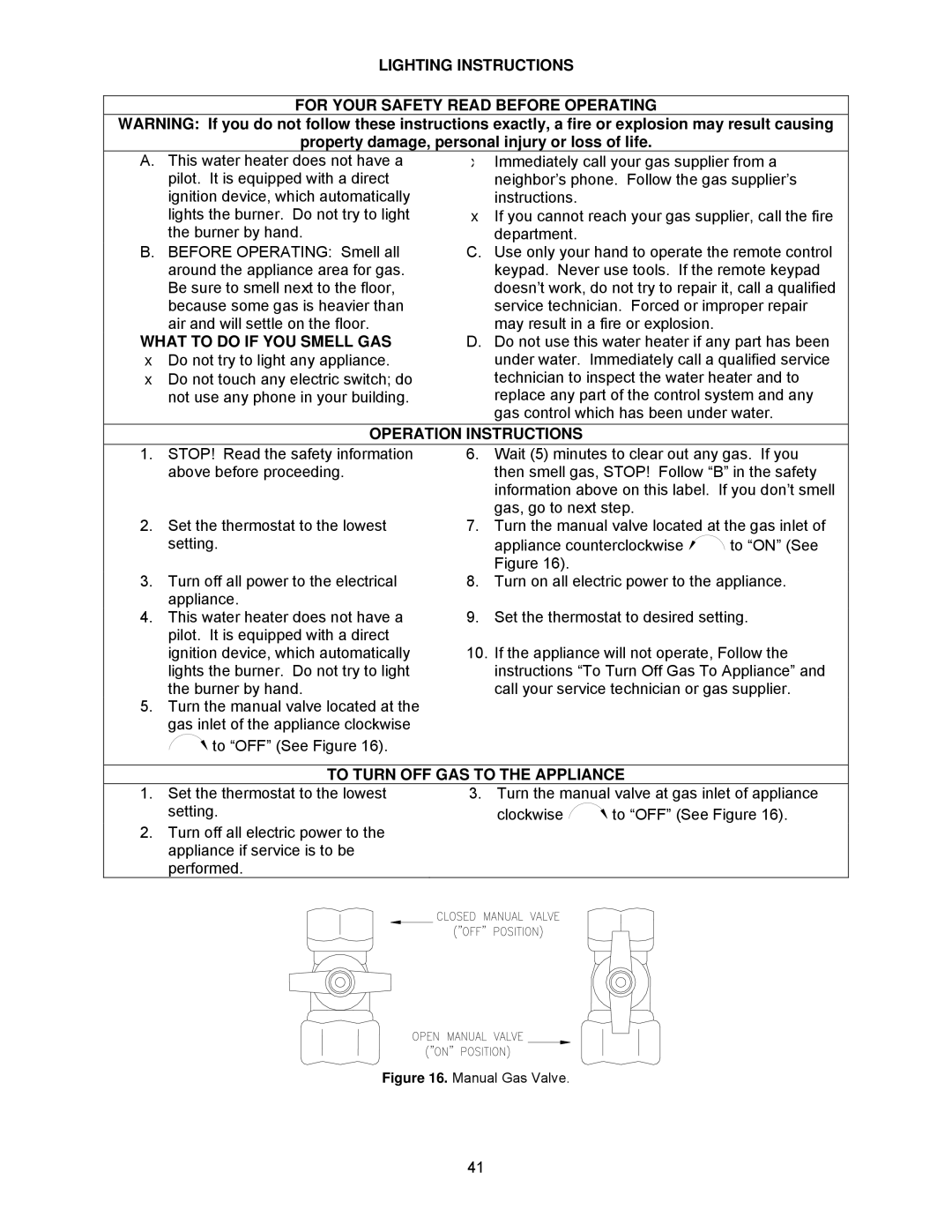 Bradford-White Corp TG-150E-N(X) Lighting Instructions For Your Safety Read Before Operating, What to do if YOU Smell GAS 