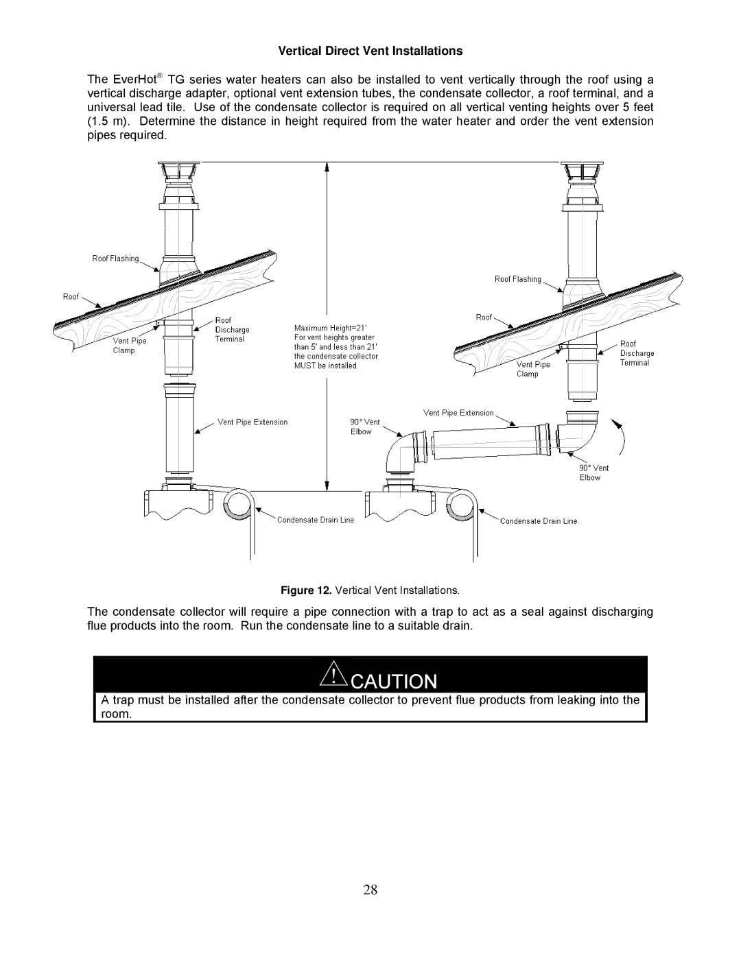 Bradford-White Corp TG-237I-N(X)A, TG237I-N(X) Vertical Direct Vent Installations, Vertical Vent Installations 