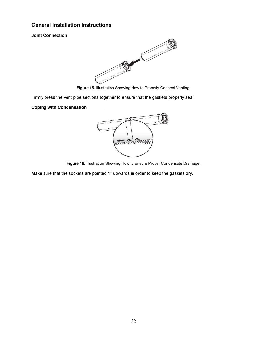 Bradford-White Corp TG-180I-N(X), TG237I-N(X), TG-150I-N(X), TG-237I-N(X)A Joint Connection, Coping with Condensation 