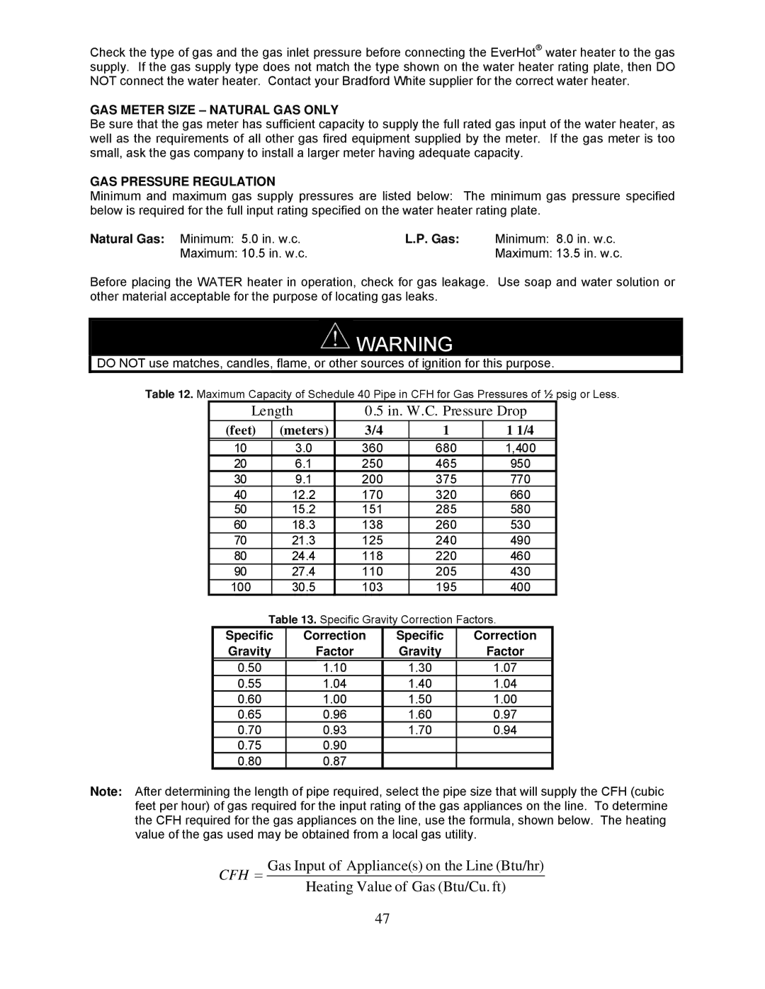 Bradford-White Corp TG-180I-N(X) GAS Meter Size Natural GAS only, GAS Pressure Regulation, Gas, Specific Correction 