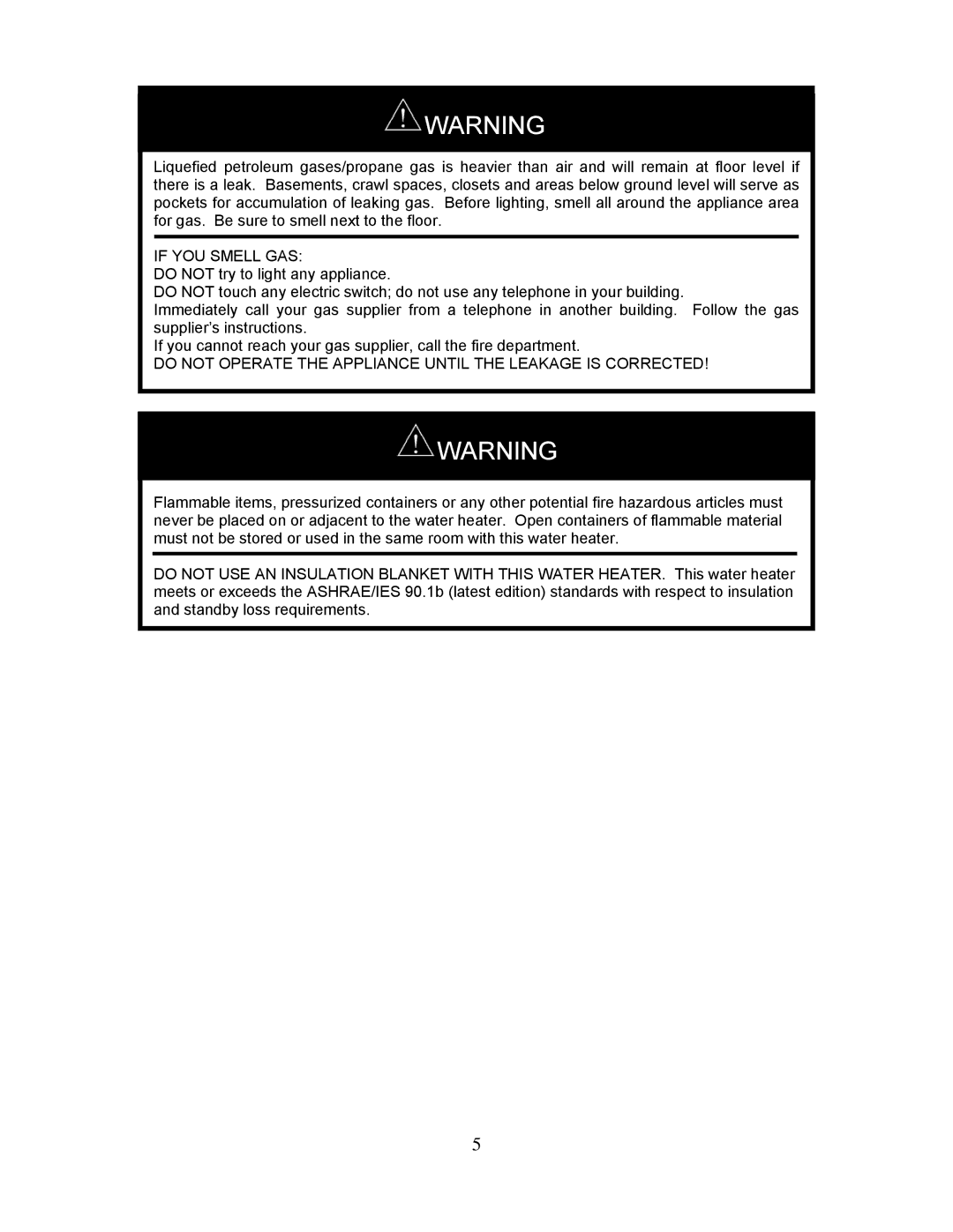 Bradford-White Corp TG237I-N(X), TG-150I-N(X), TG-180I-N(X), TG-237I-N(X)A, TG-199I-N(X) instruction manual If YOU Smell GAS 